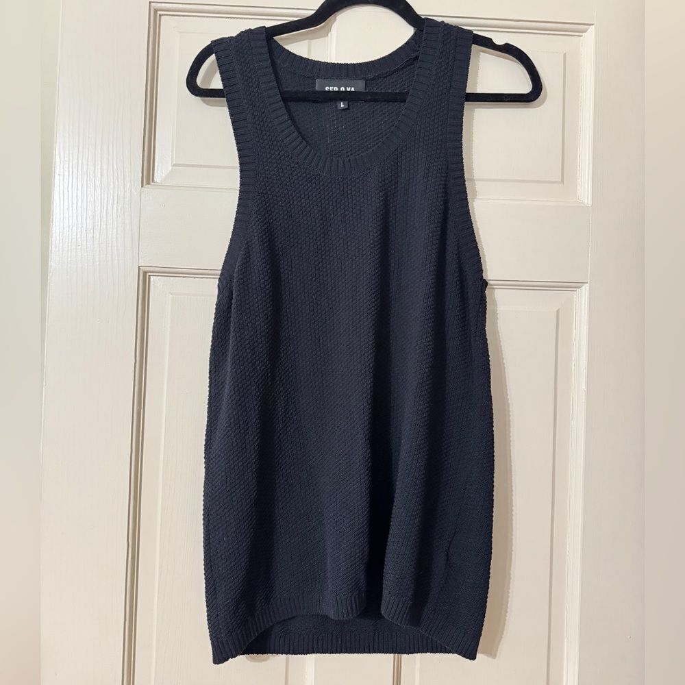 Women’s SER.O.YA Textured Black Tank Top L